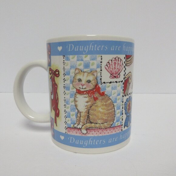 Vintage Avon Daughters Are Happiness Coffee Tea Mug Cup Cat Figure Inside - Picture 1 of 5